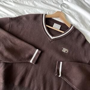 Taylor Swift TTPD V-Neck Cropped Brown Sweater Size M